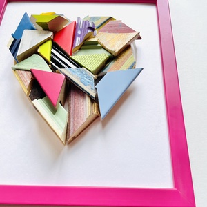 � Raspberry Pop Mosaic Heart � 3D Kézműves Faliplasztika - otthon & életmód - dekoráció - kép & falikép - képkeret - Meska.hu