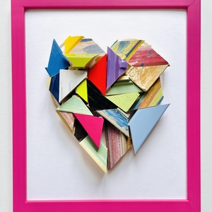 � Raspberry Pop Mosaic Heart � 3D Kézműves Faliplasztika - otthon & életmód - dekoráció - kép & falikép - képkeret - Meska.hu