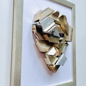 Silver-Champagne Mosaic Heart � 3D Kézműves Faliplasztika - otthon & életmód - dekoráció - kép & falikép - képkeret - Meska.hu