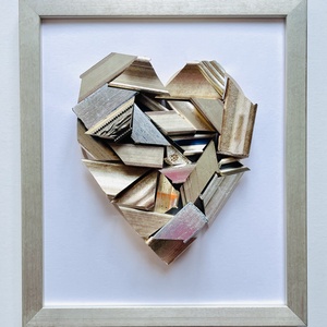 Silver-Champagne Mosaic Heart � 3D Kézműves Faliplasztika - otthon & életmód - dekoráció - kép & falikép - képkeret - Meska.hu