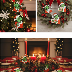 Grinch Grincs karácsonyfa dísz szett  - karácsony - karácsonyi lakásdekoráció - karácsonyfadíszek - Meska.hu