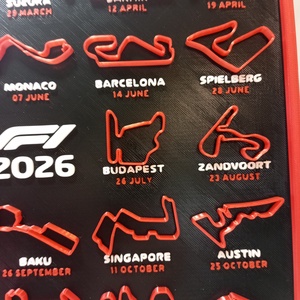 Formula1 Forma-1 versenynaptár 2026 - otthon & életmód - dekoráció - fali és függő dekoráció - falinaptár & öröknaptár - Meska.hu