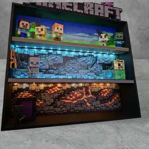 Minecraft Kinder Joy figuratartó � 3 szintes, LED világítással - baba - mama - babaszobabútor - játéktároló - Meska.hu