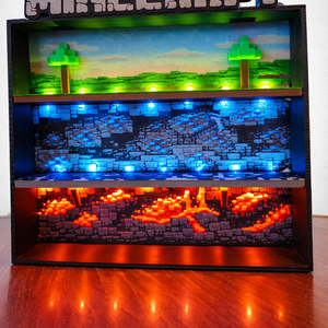 Minecraft Kinder Joy figuratartó � 3 szintes, LED világítással - baba - mama - babaszobabútor - játéktároló - Meska.hu