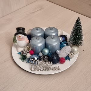 Adventi asztaldísz, Karácsony, Karácsonyi lakásdekoráció, Karácsonyi ajtódíszek, Virágkötés, MESKA