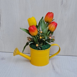 4 szálas tulipán kannában, Otthon & Életmód, Dekoráció, Asztal és polc dekoráció, Asztaldísz, Virágkötés, MESKA