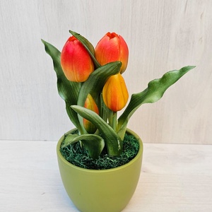 Tulipán kerámia kaspóban, Otthon & Életmód, Dekoráció, Asztal és polc dekoráció, Asztaldísz, Virágkötés, MESKA
