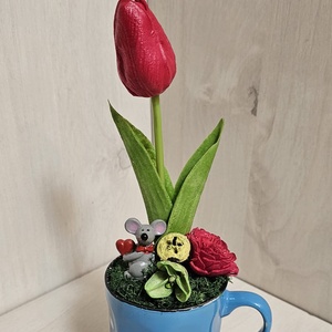 Poharas tulipán, Otthon & Életmód, Dekoráció, Asztal és polc dekoráció, Asztaldísz, Virágkötés, MESKA