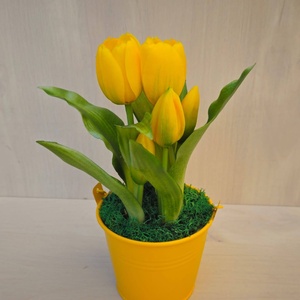 Tulipán fém vödörben, Otthon & Életmód, Dekoráció, Asztal és polc dekoráció, Asztaldísz, Virágkötés, MESKA