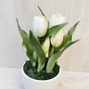 Tulipán kerámia kaspóban , Otthon & Életmód, Dekoráció, Asztal és polc dekoráció, Asztaldísz, Virágkötés, MESKA