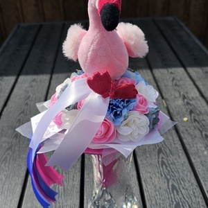 Flamingo ballagási csokor - otthon & életmód - dekoráció - virágdísz és tartó - csokor & virágdísz - Meska.hu