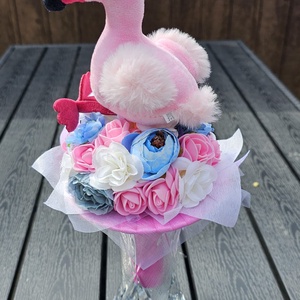 Flamingo ballagási csokor - otthon & életmód - dekoráció - virágdísz és tartó - csokor & virágdísz - Meska.hu