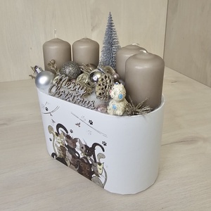 Adventi box, Karácsony, Karácsonyi lakásdekoráció, Karácsonyi ajtódíszek, Virágkötés, MESKA