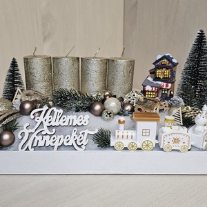 Adventi fatálcás dekor, Karácsony, Karácsonyi lakásdekoráció, Karácsonyi ajtódíszek, Virágkötés, MESKA