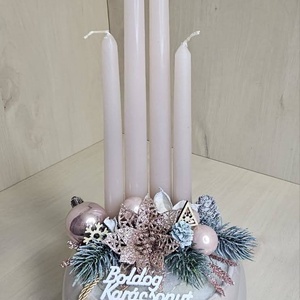 Adventi VZS kaspós dekor, Karácsony, Karácsonyi lakásdekoráció, Karácsonyi ajtódíszek, Virágkötés, MESKA