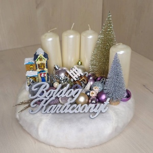 Adventi 4 gyerytás dekor, Karácsony, Karácsonyi lakásdekoráció, Karácsonyi ajtódíszek, Virágkötés, MESKA