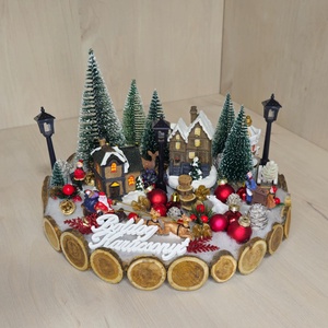 Adventi világítós mesefalu, Karácsony, Karácsonyi lakásdekoráció, Karácsonyi ajtódíszek, Virágkötés, MESKA