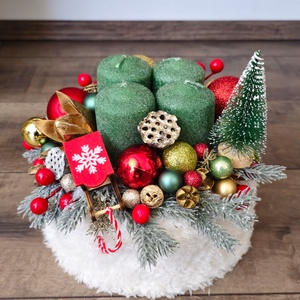 Adventi box, Karácsony, Karácsonyi lakásdekoráció, Karácsonyi ajtódíszek, Virágkötés, MESKA