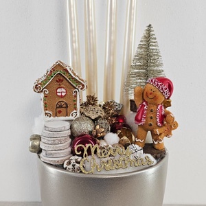 Adventi kaspós dekor, Karácsony, Karácsonyi lakásdekoráció, Karácsonyi ajtódíszek, Virágkötés, MESKA