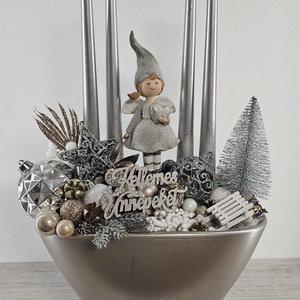 Adventi kaspós dekor, Karácsony, Karácsonyi lakásdekoráció, Karácsonyi ajtódíszek, Virágkötés, MESKA