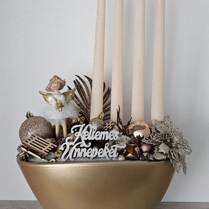 Adventi kaspós dekor, Karácsony, Karácsonyi lakásdekoráció, Karácsonyi ajtódíszek, Virágkötés, MESKA