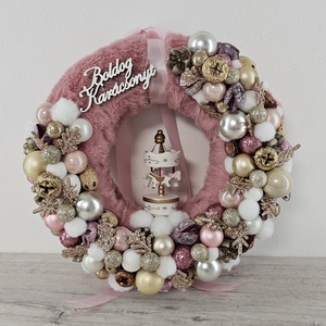 Ajtódísz, Karácsony, Karácsonyi lakásdekoráció, Karácsonyi ajtódíszek, Virágkötés, MESKA