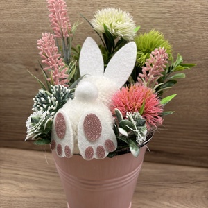 Nyuszi fém kaspóban, Ünnepi díszek, dekorációk, Húsvéti díszek és dekorációk, Húsvéti asztaldíszek, Mindenmás, MESKA