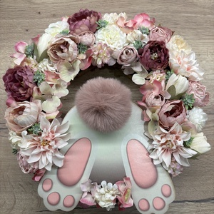 Nyuszis koszorú - ünnepi díszek, dekorációk - húsvéti díszek és dekorációk - húsvéti ajtódísz, kopogtató - Meska.hu