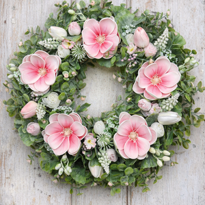 Nagy méretű magnólia koszorú, Otthon & Életmód, Dekoráció, Ajtó- és ablak dekoráció, Ajtódísz & Kopogtató, Virágkötés, MESKA