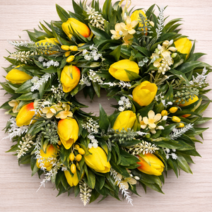 Tulipános koszorú - otthon & életmód - dekoráció - ajtó- és ablak dekoráció - ajtódísz & kopogtató - Meska.hu