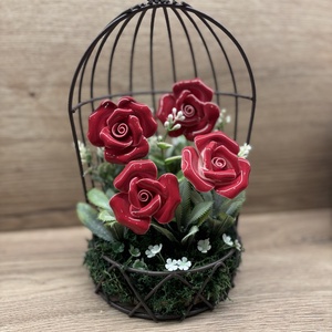 Kalitka kerámia rózsákkal - otthon & életmód - virágdekoráció - virágdíszek - asztali virágdísz - Meska.hu