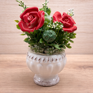 Kerámia rózsás kis kaspó - otthon & életmód - virágdekoráció - virágdíszek - asztali virágdísz - Meska.hu