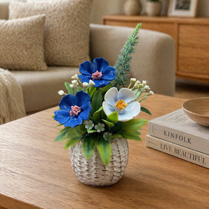 Kerámia virágok kaspóban - otthon & életmód - virágdekoráció - virágdíszek - asztali virágdísz - Meska.hu