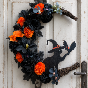 Cicás halloweenes koszorú - otthon & életmód - dekoráció - halloween - halloweeni ajtódíszek és ablakdíszek - Meska.hu