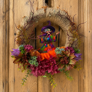 Boszorkányos őszi koszorú - otthon & életmód - dekoráció - halloween - halloweeni ajtódíszek és ablakdíszek - Meska.hu