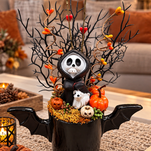Halloween dísz denevéres bögrében - Meska.hu