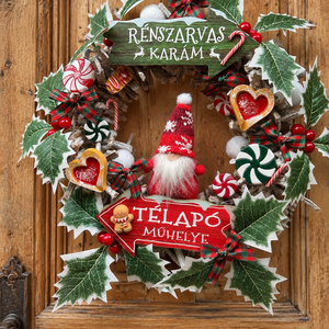 Karácsonyi manós koszorú - karácsony - karácsonyi lakásdekoráció - karácsonyi ajtódíszek - Meska.hu