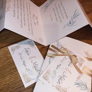 Faágacskás eküvői meghívó, arany motívummal illusztrálva, harmonika hajtással - esküvő - meghívó & kártya - meghívó - Meska.hu Faágacskás eküvői meghívó, arany motívummal illusztrálva, harmonika hajtással - esküvő - meghívó & kártya - meghívó - Meska.hu