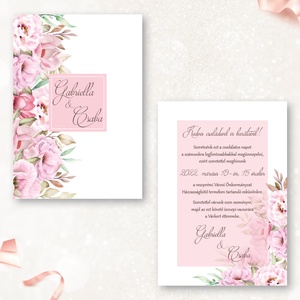Romantikus, aquarell-pink rózsás esküvői meghívó, Esküvő, Meghívó & Kártya, Meghívó, Fotó, grafika, rajz, illusztráció, MESKA