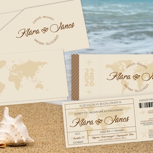 Repülőjegyes esküvői meghívó - tokkal - esküvő - meghívó & kártya - meghívó - Meska.hu
