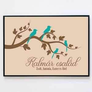 Blue birds - családfa falikép, Otthon & Életmód, Dekoráció, Kép & Falikép, Poszter, Fotó, grafika, rajz, illusztráció, MESKA