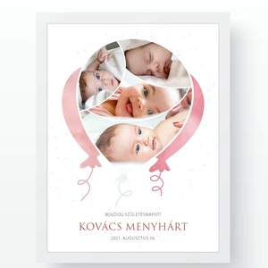 Lufis montázs -  születésnapi fényképes poszter - babaszoba - gyerekszoba - újszülött kép - otthon & életmód - dekoráció - kép & falikép - plakát - Meska.hu