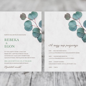 Eucalyptus levéllel díszített - esküvői meghívó - A6 - Meska.hu