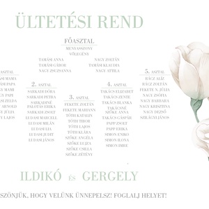 Fehér rózsás - ültetési rend - esküvő - meghívó & kártya - ültetési rend - Meska.hu