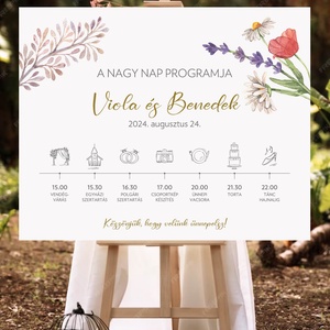 Tavaszi virágok - program tábla, Esküvő, Dekoráció, Tábla & Jelzés, Fotó, grafika, rajz, illusztráció, MESKA