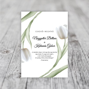 Fehér tulipános - esküvői meghívó - esküvő - meghívó & kártya - meghívó - Meska.hu