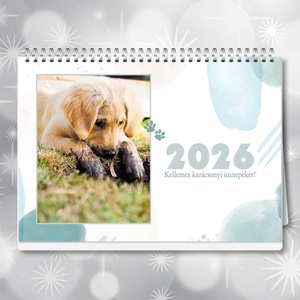 Egyedi, kutyusos asztali naptár - 2026-os fényképes, asztali naptár (havi kiosztással) - Meska.hu