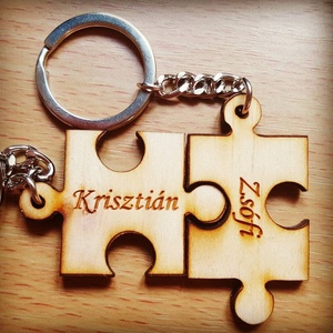 Dupla, puzzle kulcstartó, egyedi, más névvel is kérhető - Meska.hu