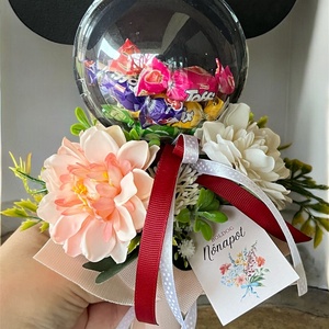 Mickey fej csokor, nőnapra - otthon & életmód - virágdekoráció - virágok - szálas virág - Meska.hu