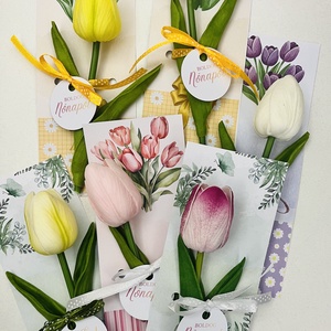 Nőnapi tulipán kártyával - otthon & életmód - virágdekoráció - virágok - szálas virág - Meska.hu